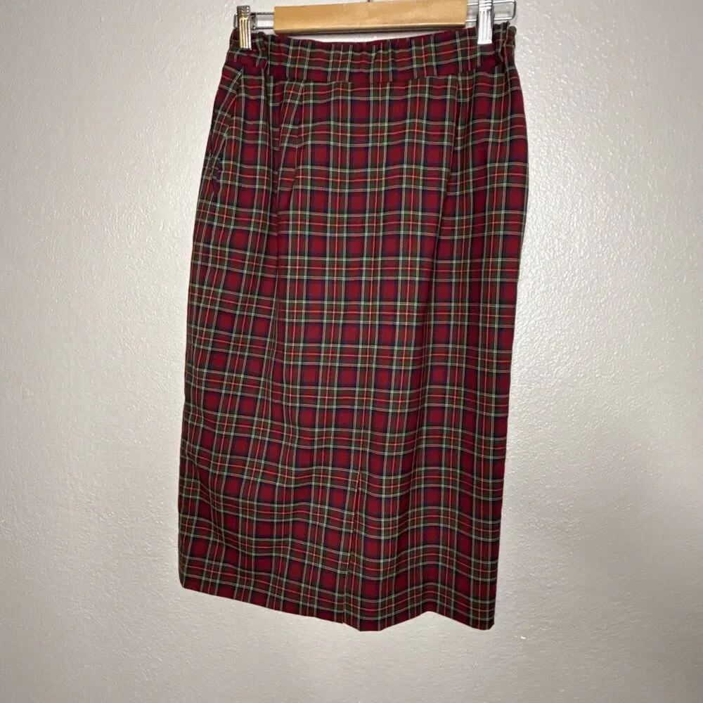 Pendleton Skirt sz 8 Red Plaid Wool Authentic Royal Stewart Tartan Midi Pencil
